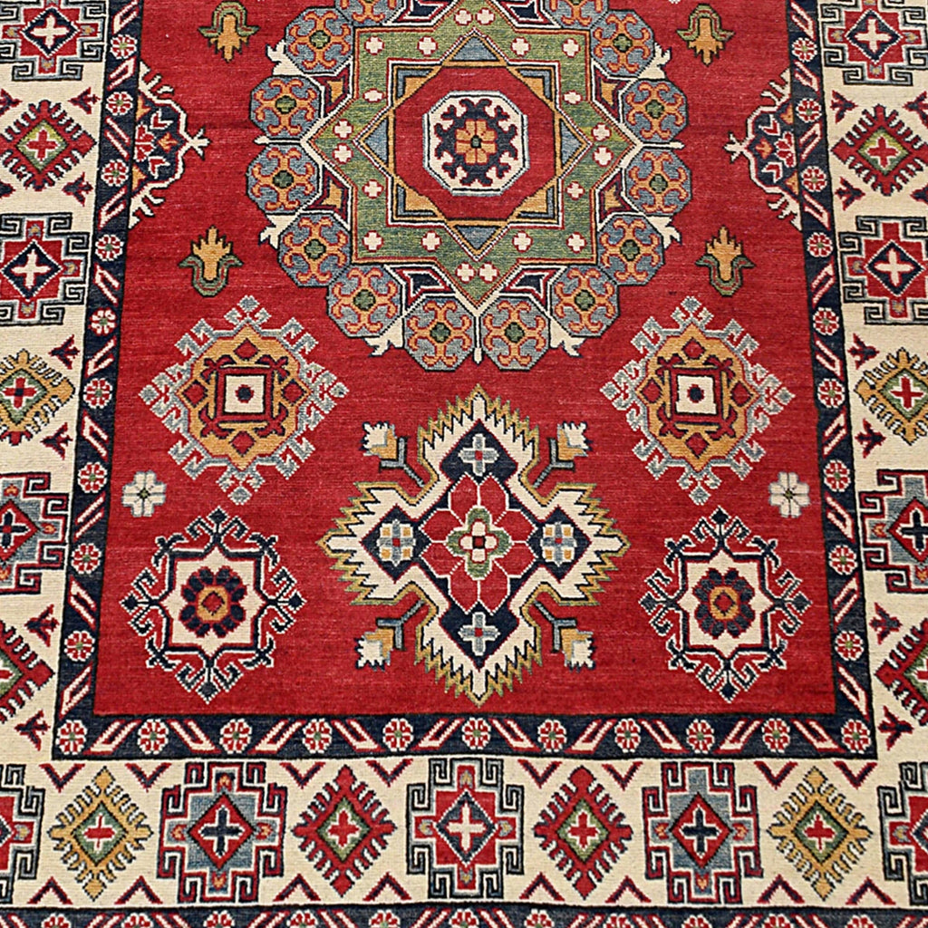 Geometric Super Kazak Oriental Red Area Rug 5x7