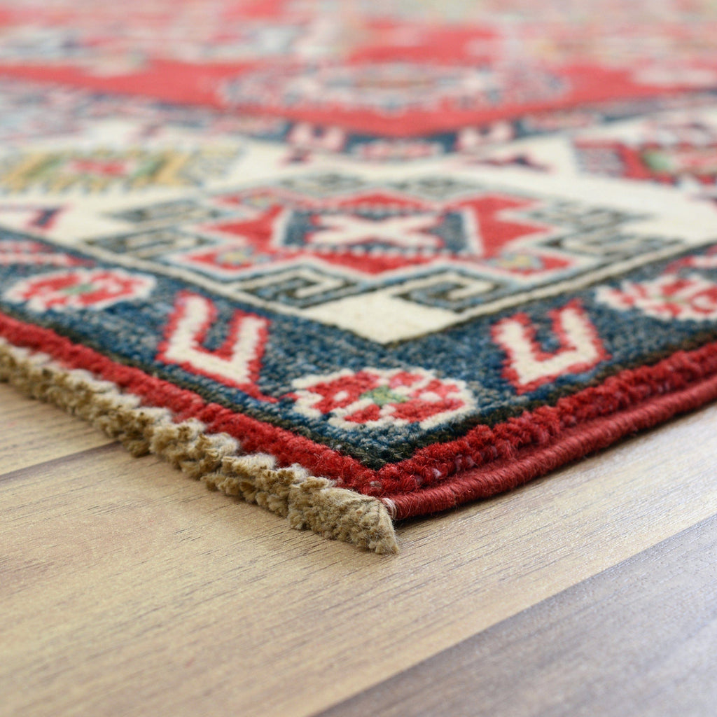 Geometric Super Kazak Oriental Red Area Rug 5x7