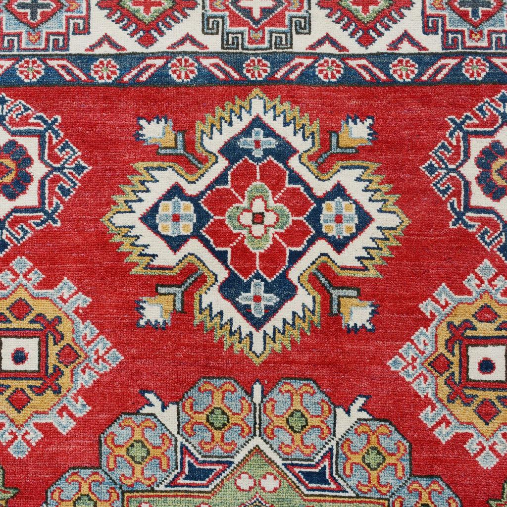 Geometric Super Kazak Oriental Red Area Rug 5x7