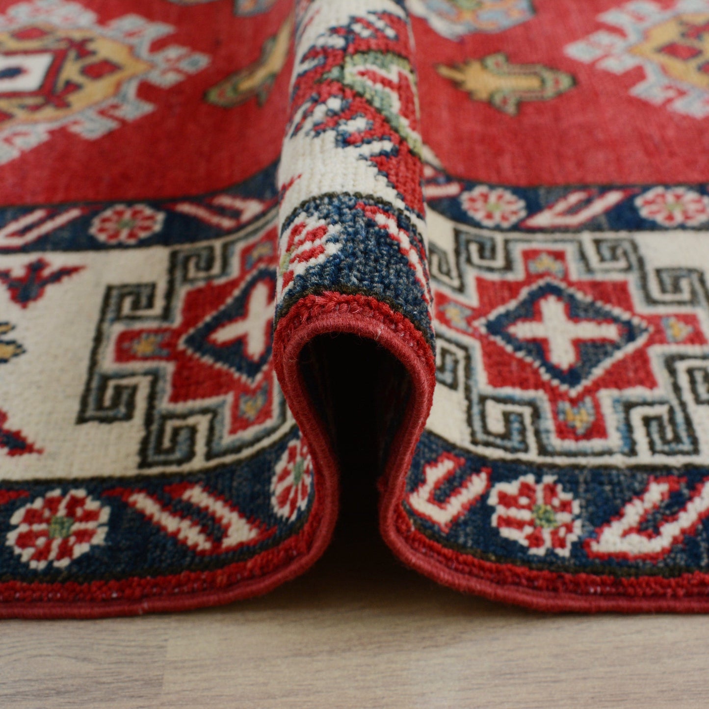 Geometric Super Kazak Oriental Red Area Rug 5x7