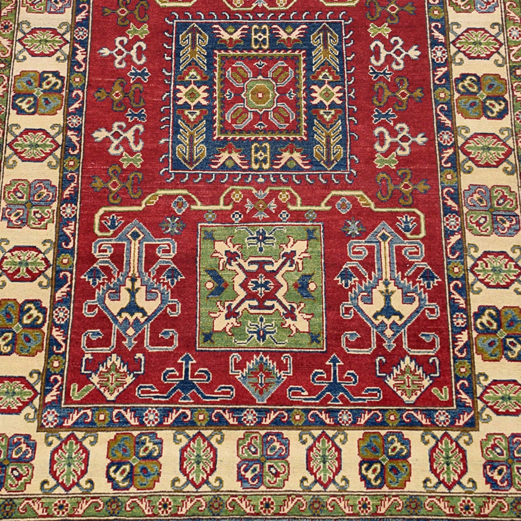 Geometric Super Kazak Oriental Area Rug 5x7