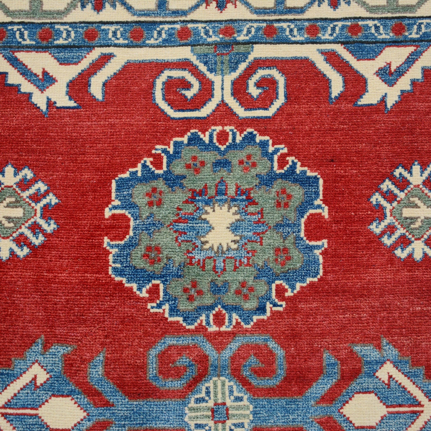 Geometric Red Medallion Super Kazak Oriental Area Rug 5x7