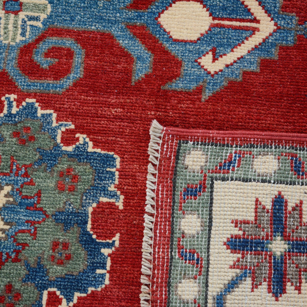 Geometric Red Medallion Super Kazak Oriental Area Rug 5x7