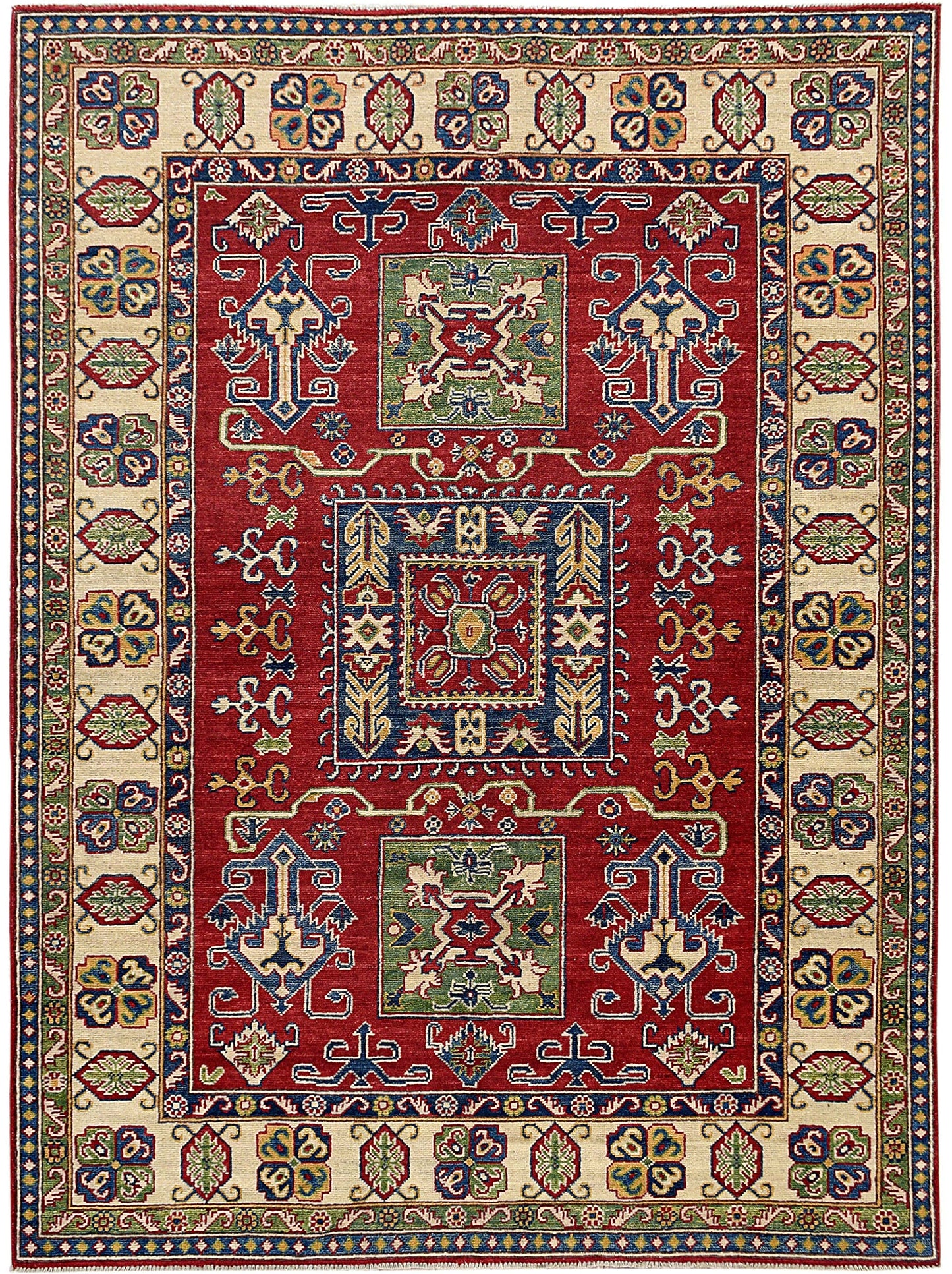 Geometric Super Kazak Oriental Area Rug 5x7