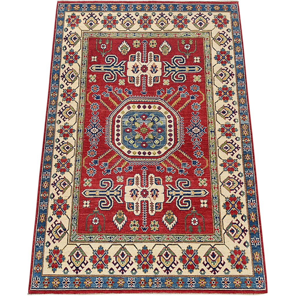 Geometric Super Kazak Oriental Red Area Rug 5x7