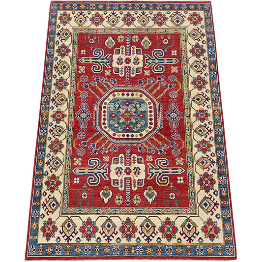 Geometric Super Kazak Oriental Red Area Rug 5x7