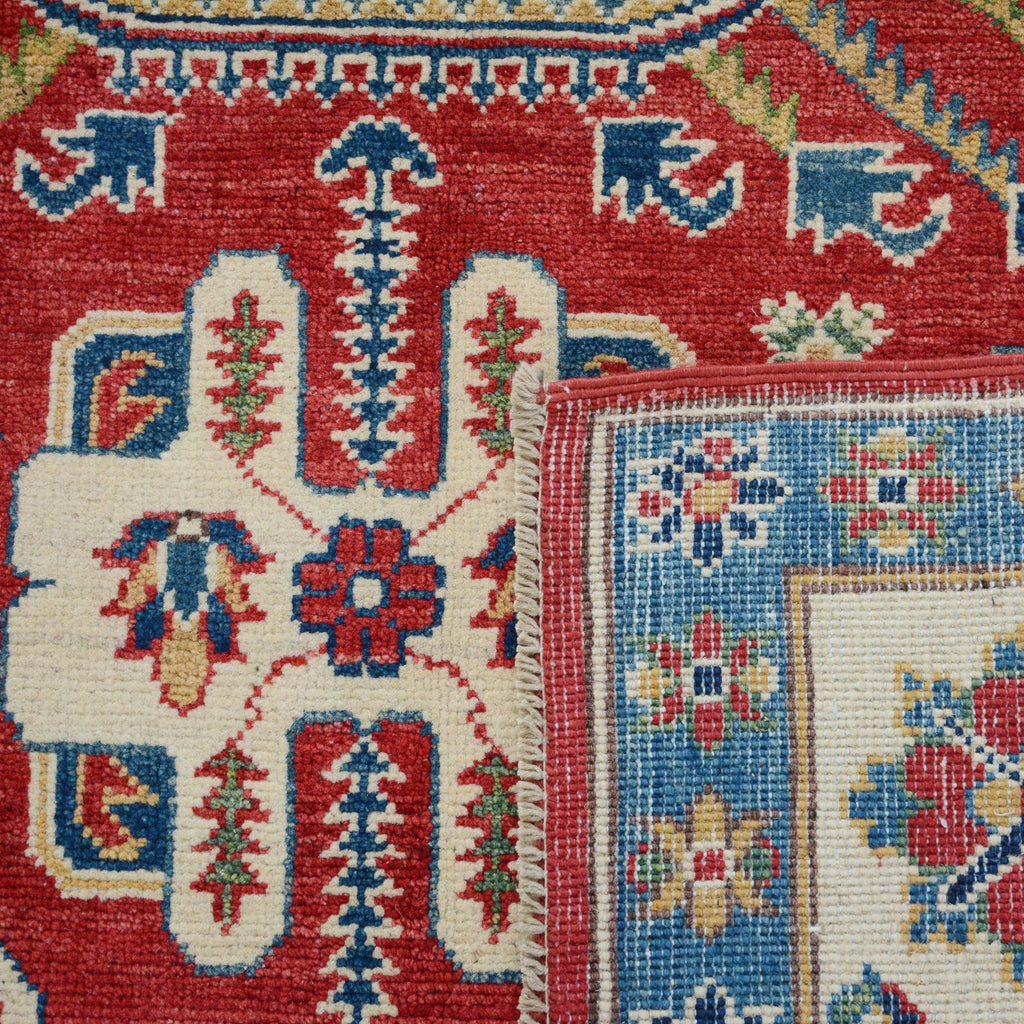 Geometric Super Kazak Oriental Red Area Rug 5x7