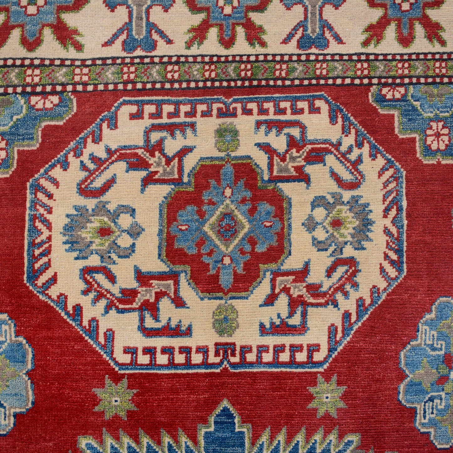 Geometric Super Kazak Oriental Red Area Rug 5x7