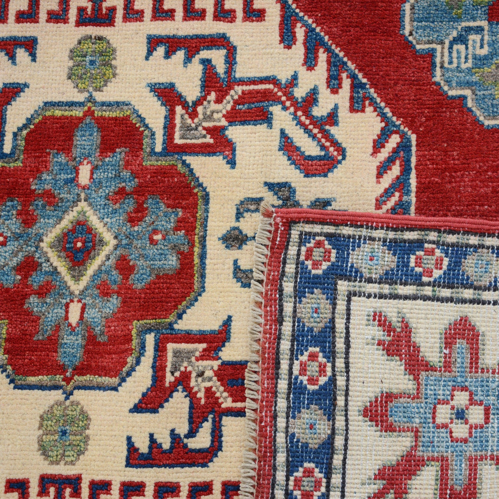 Geometric Super Kazak Oriental Red Area Rug 5x7