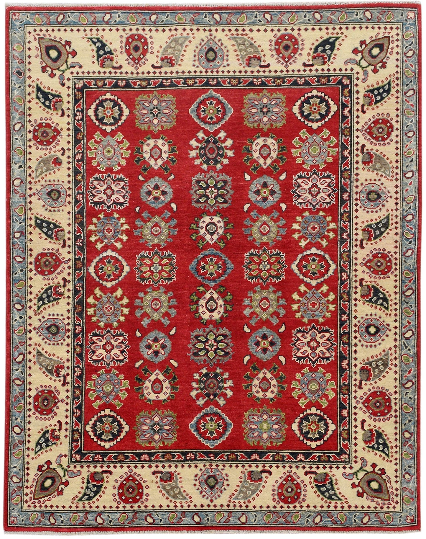 Geometric Super Kazak Oriental Area Rug 5x6