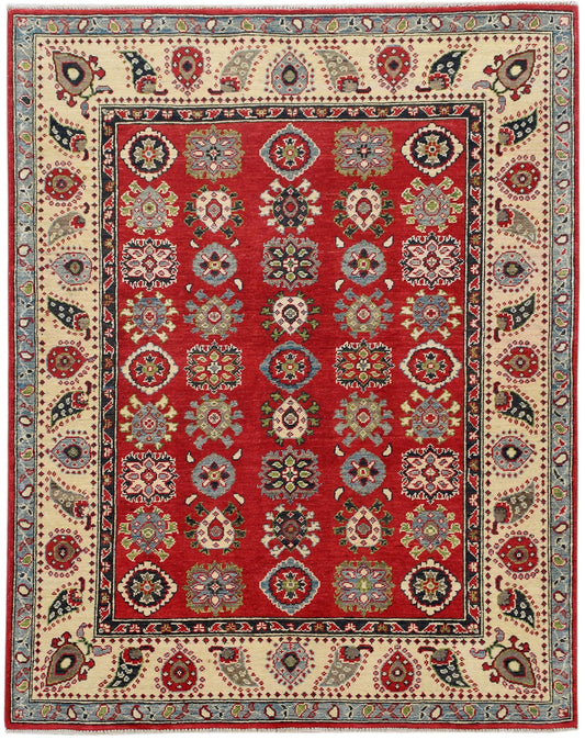 Geometric Super Kazak Oriental Area Rug 5x6