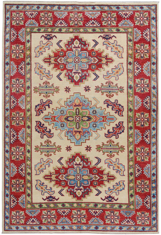 Geometric Super Kazak Oriental Area Rug 4x6