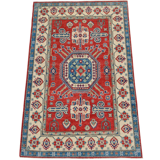 Geometric Super Kazak Oriental Area Rug 4x6