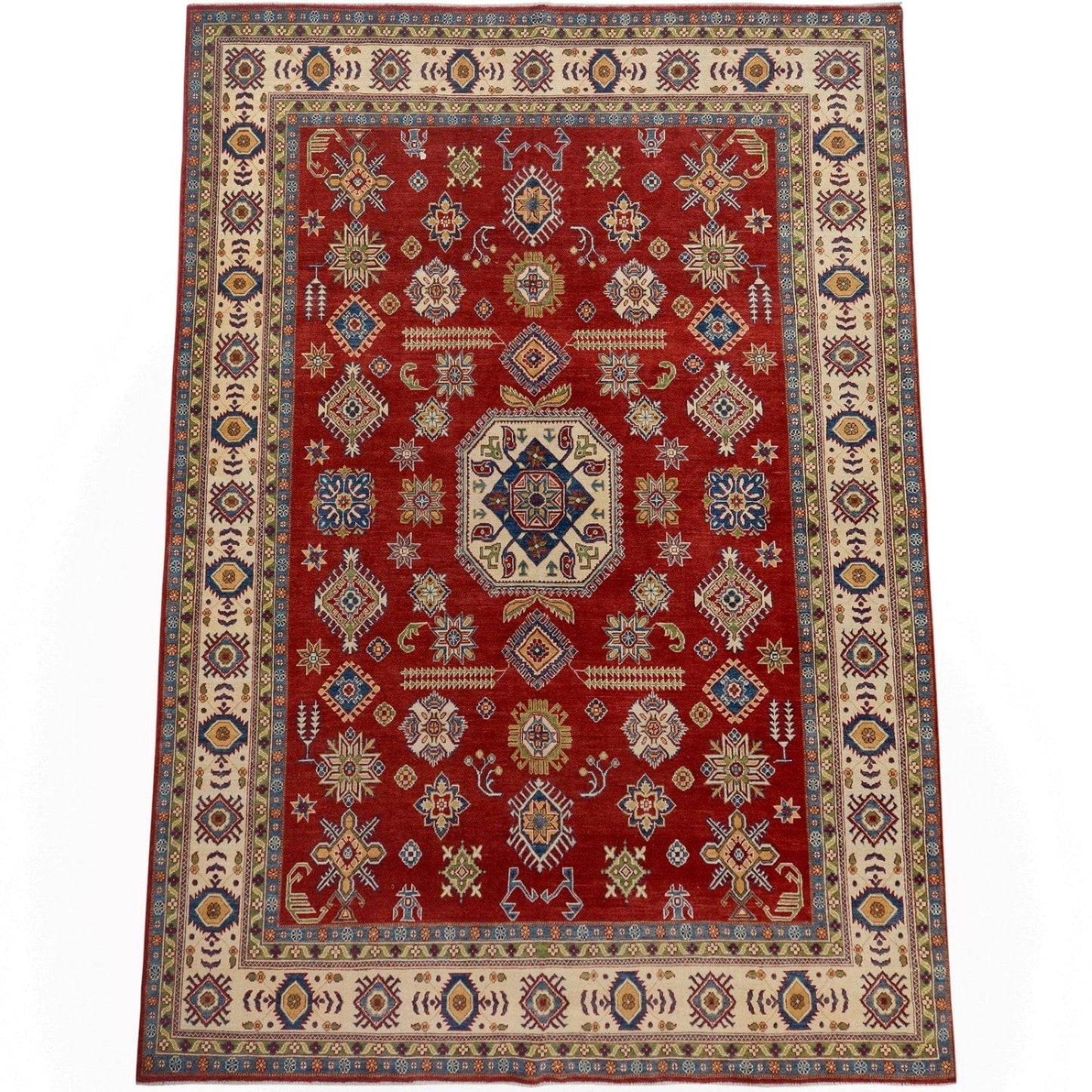 Red Geometric Super Kazak Oriental Area Rug 9x12