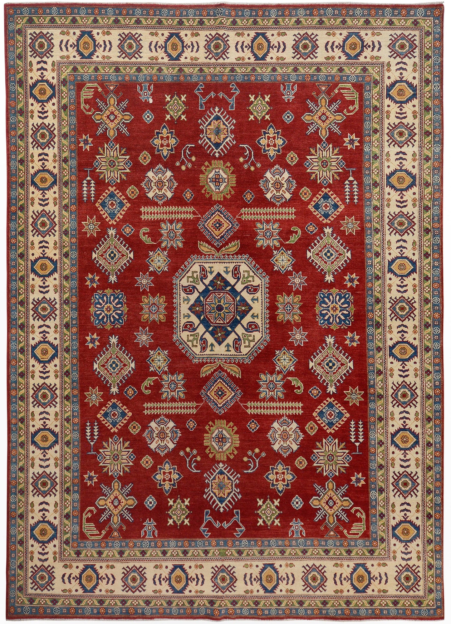 Red Geometric Super Kazak Oriental Area Rug 9x12