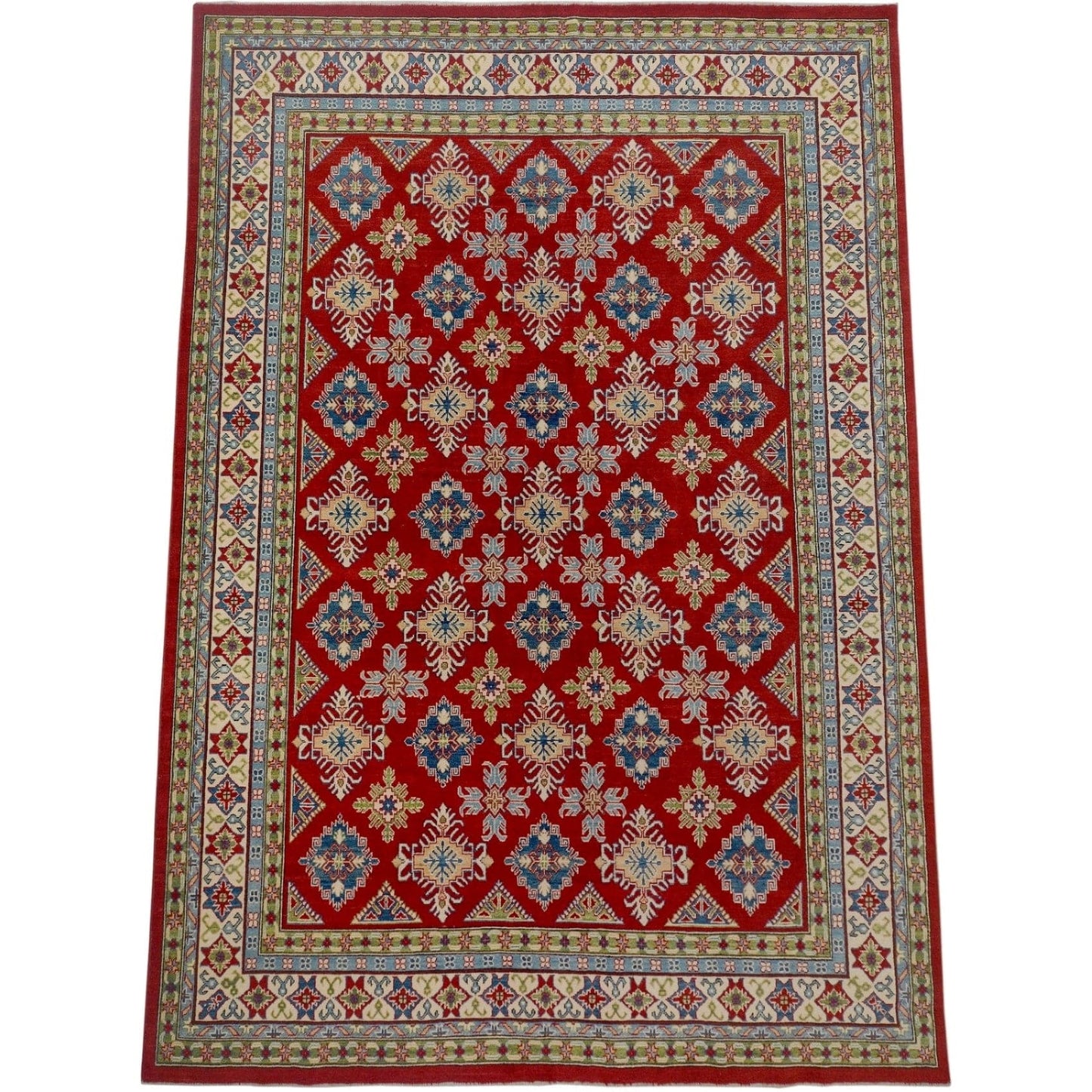 Red All-Over Geometric Super Kazak Oriental Area Rug 9x12