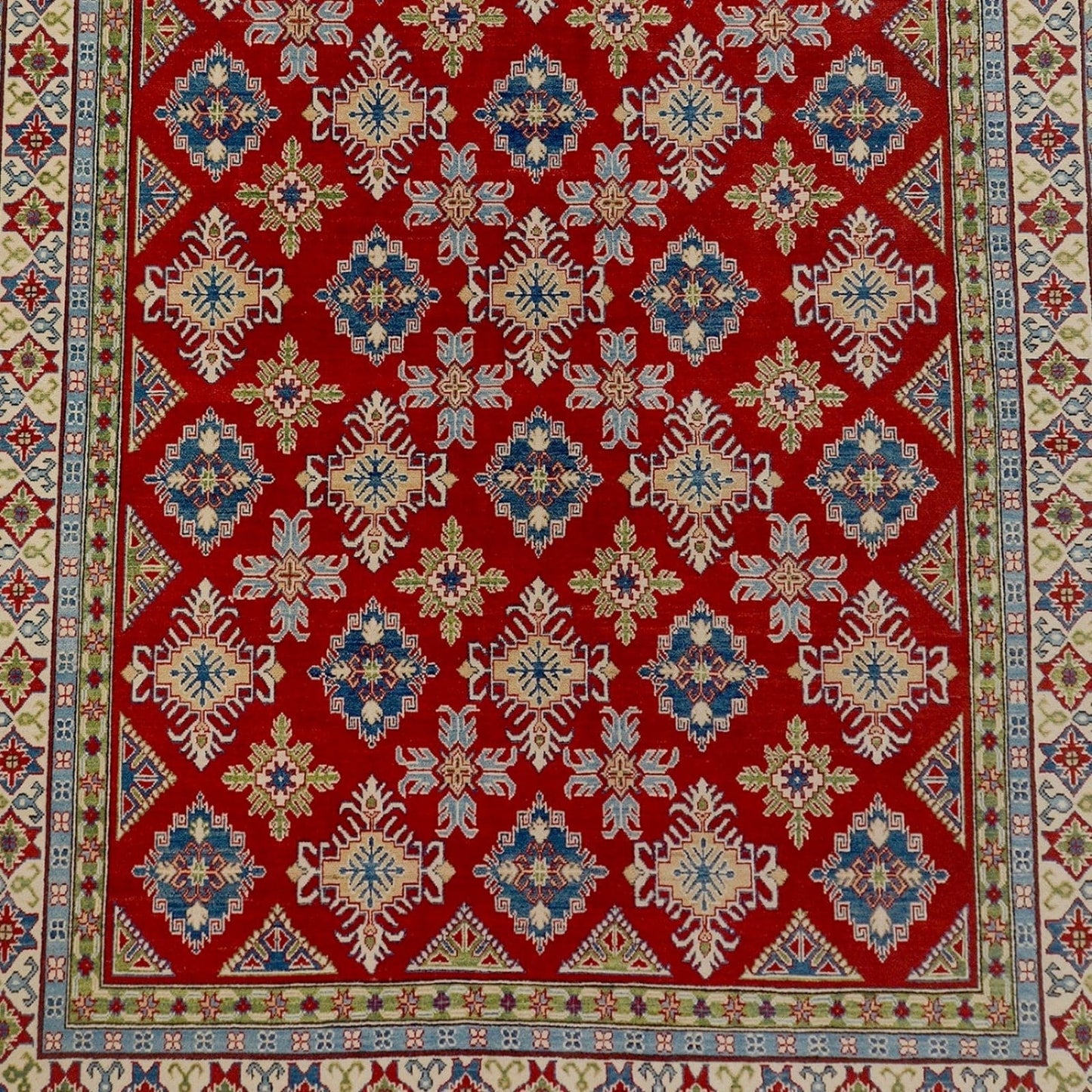 Red All-Over Geometric Super Kazak Oriental Area Rug 9x12