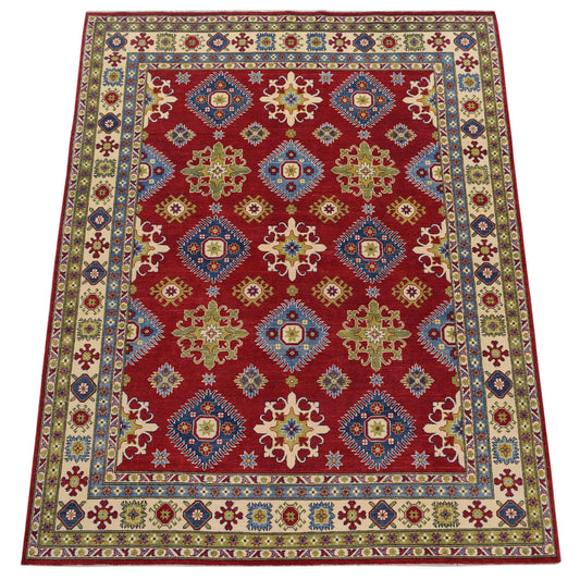 Red All-Over Geometric Super Kazak Oriental Area Rug 8x10