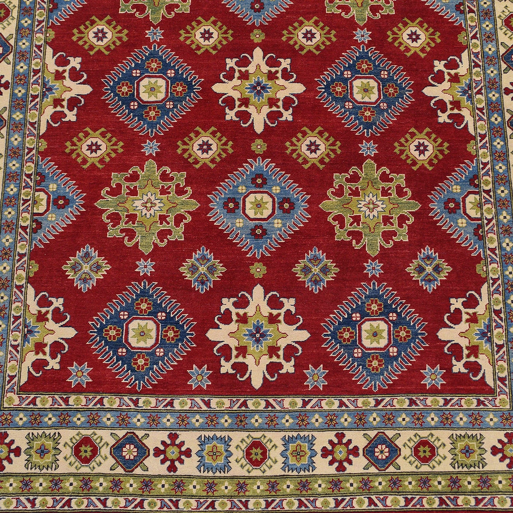 Red All-Over Geometric Super Kazak Oriental Area Rug 8x10