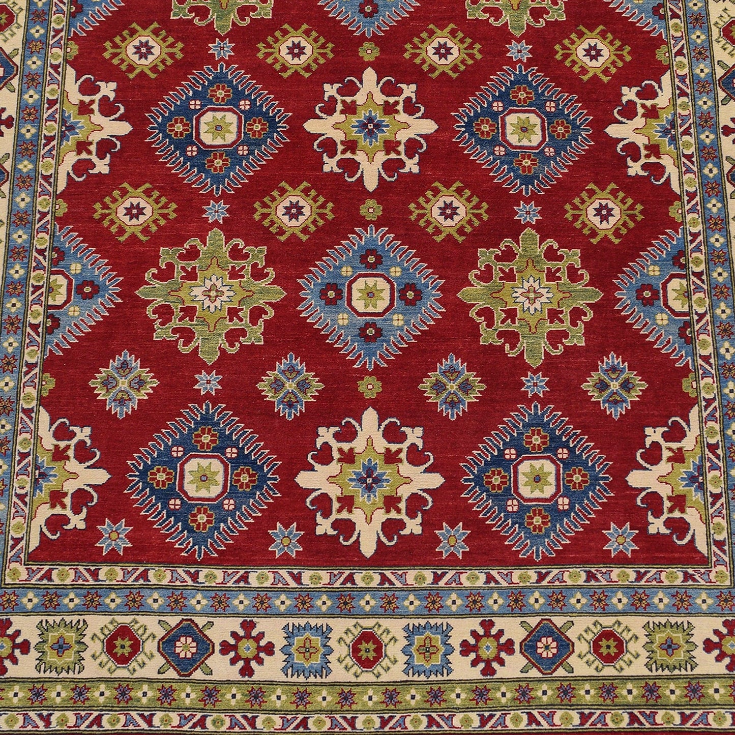 Red All-Over Geometric Super Kazak Oriental Area Rug 8x10