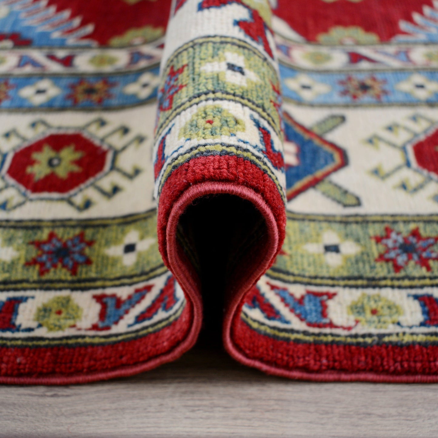 Red All-Over Geometric Super Kazak Oriental Area Rug 8x10