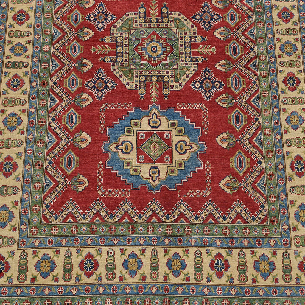 Red Geometric Super Kazak Oriental Area Rug 8x10