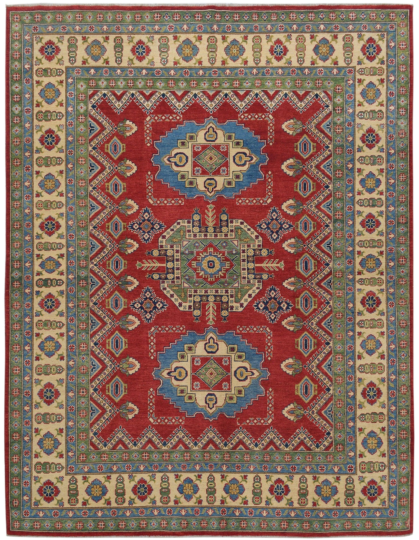 Red Geometric Super Kazak Oriental Area Rug 8x10