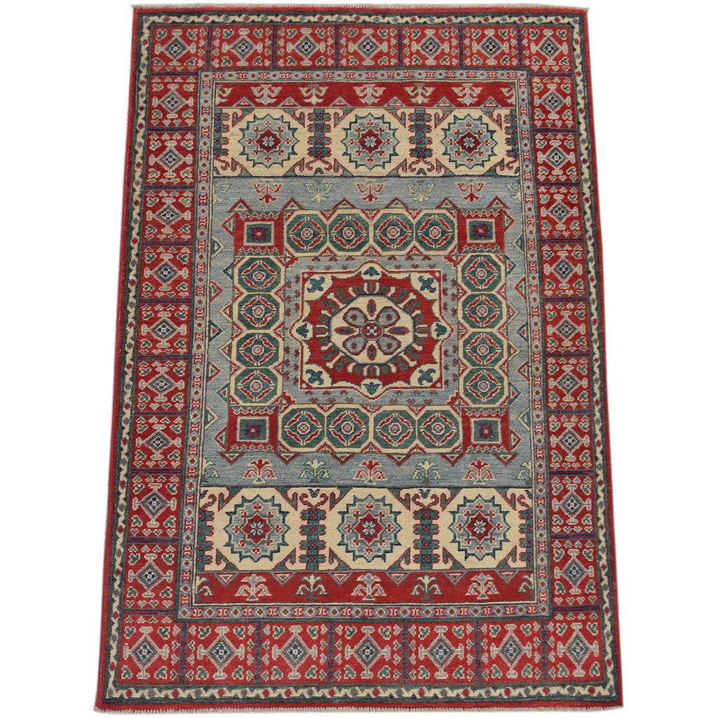 Geometric Super Kazak Oriental Area Rug 4x6