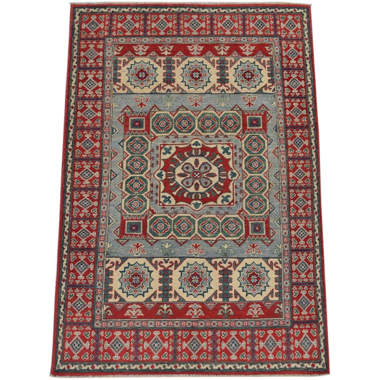 Geometric Super Kazak Oriental Area Rug 4x6