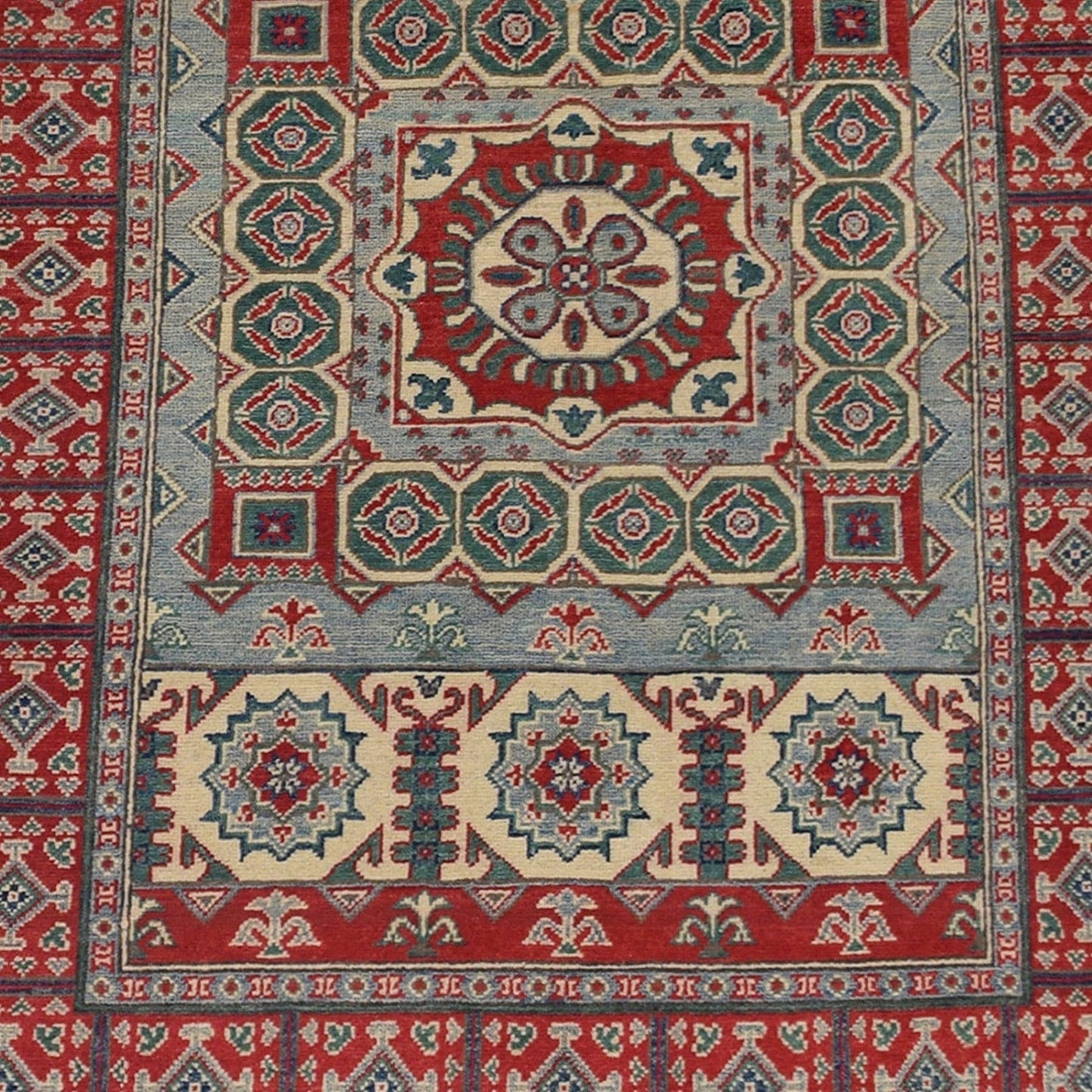 Geometric Super Kazak Oriental Area Rug 4x6