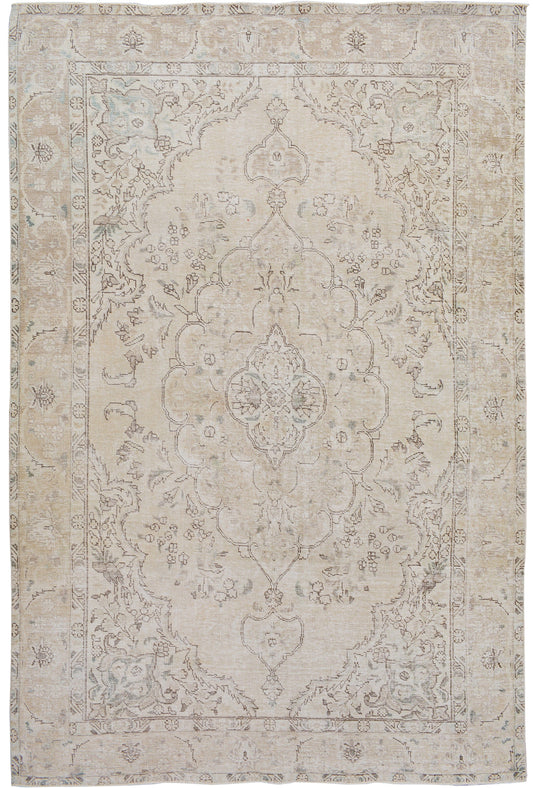 Muted Floral Tabriz Persian Area Rug 6x10