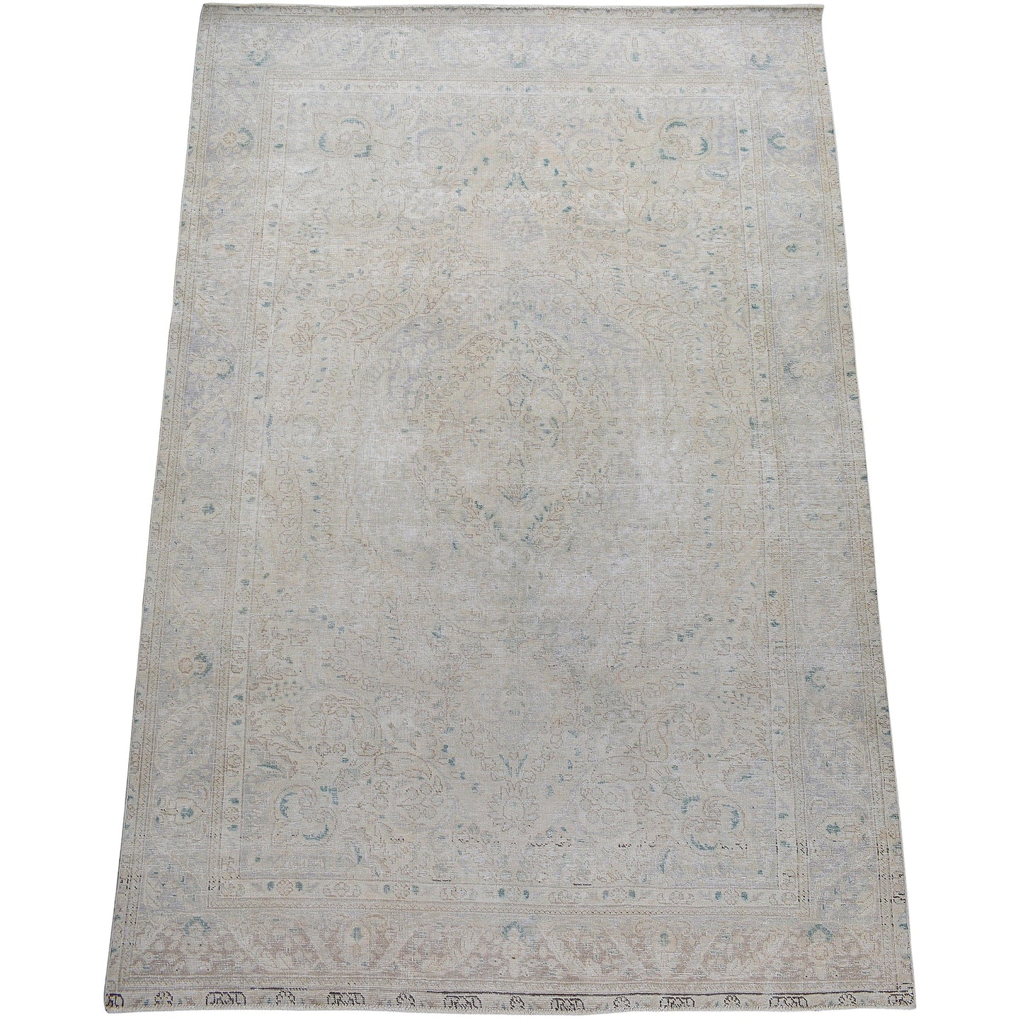 Muted Floral Tabriz Persian Distressed Area Rug 6x9