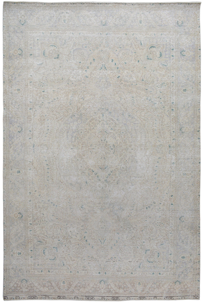 Muted Floral Tabriz Persian Distressed Area Rug 6x9