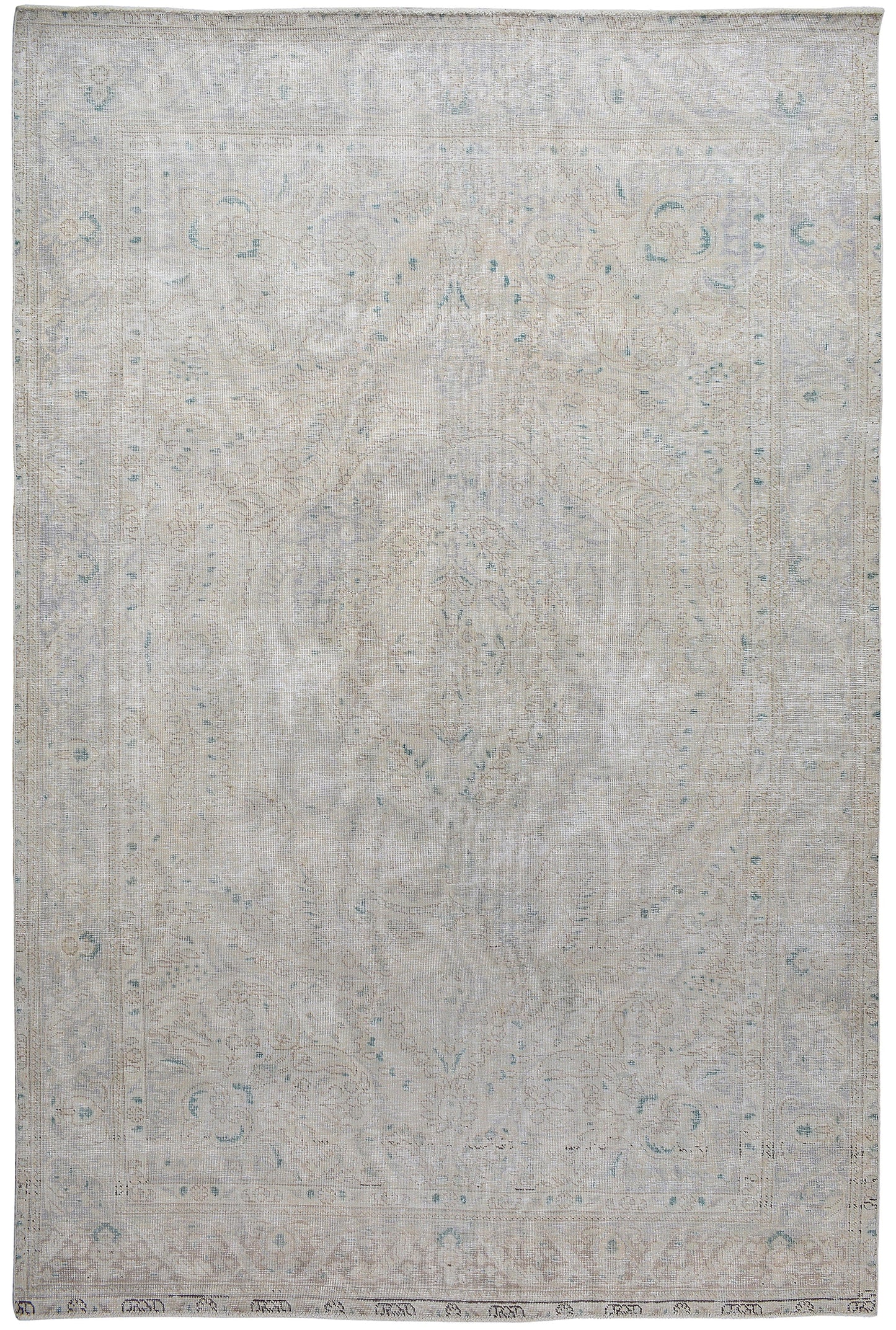 Muted Floral Tabriz Persian Distressed Area Rug 6x9