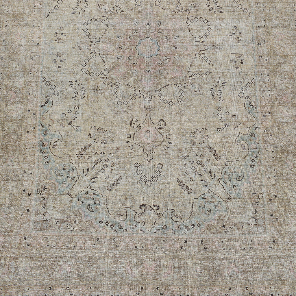 Muted Floral Tabriz Persian Area Rug 7x9