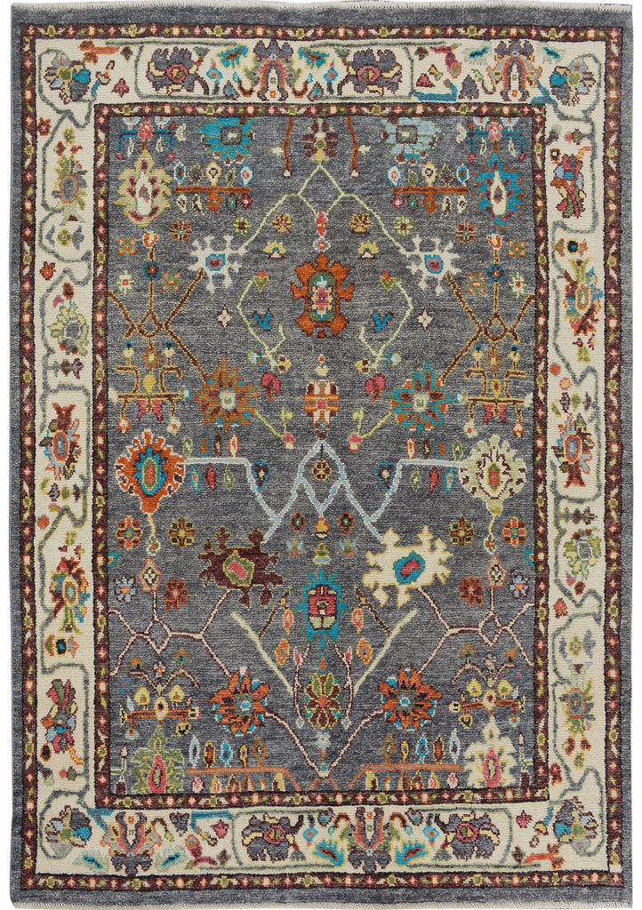 Floral Vegetable Dye Oushak Turkish Oriental Area Rug 5x7