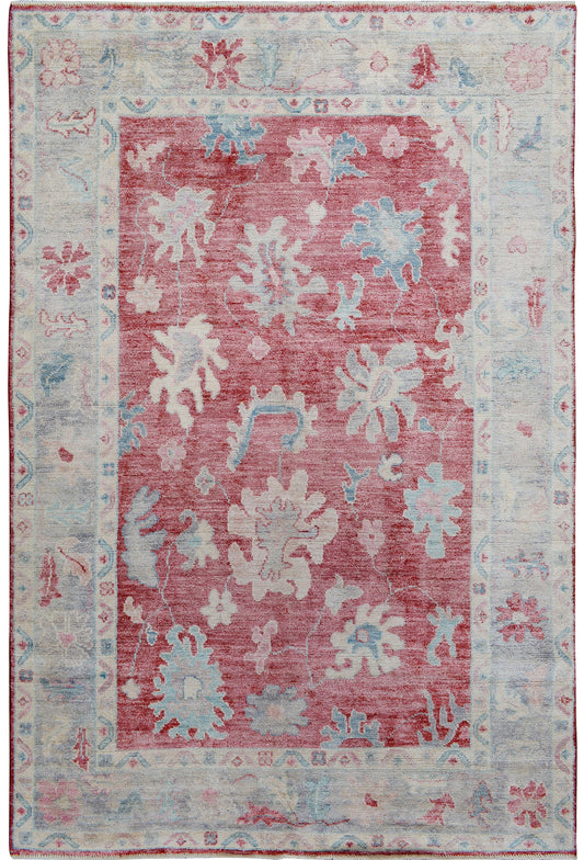 All-Over Vegetable Dye Oushak Turkish Area Rug 6x9