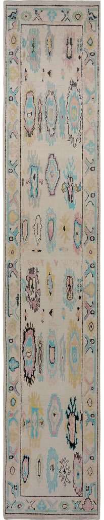 Vegetable Dye Oushak Turkish Runner Rug 3x14