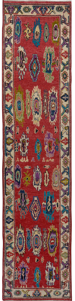 Vegetable Dye Oushak Turkish Runner Rug 3x13