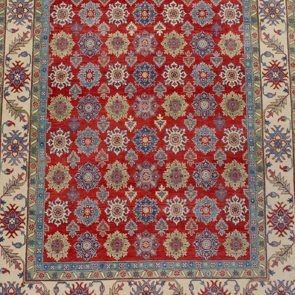 All-Over Red Geometric Super Kazak Oriental Area Rug 9x12