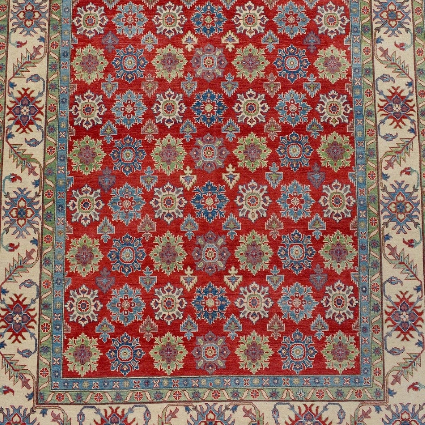 All-Over Red Geometric Super Kazak Oriental Area Rug 9x12