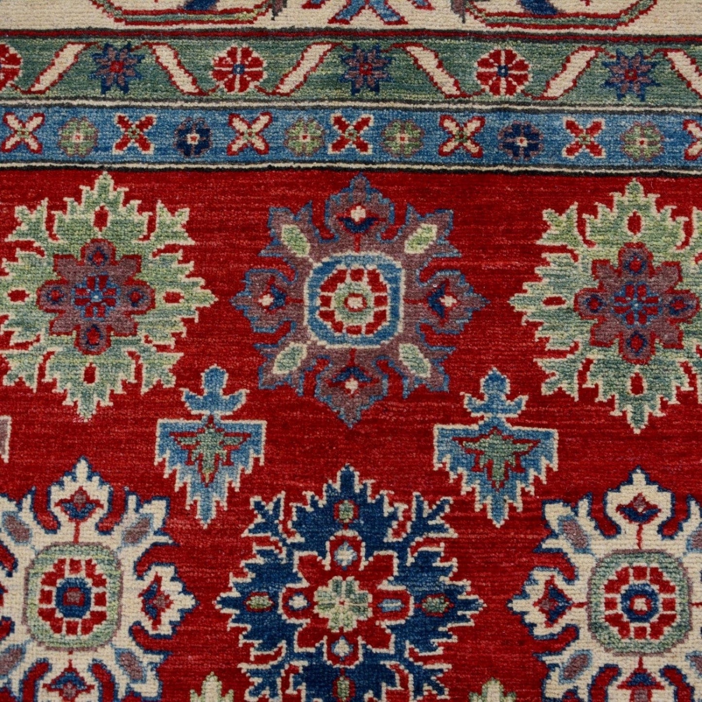 All-Over Red Geometric Super Kazak Oriental Area Rug 9x12