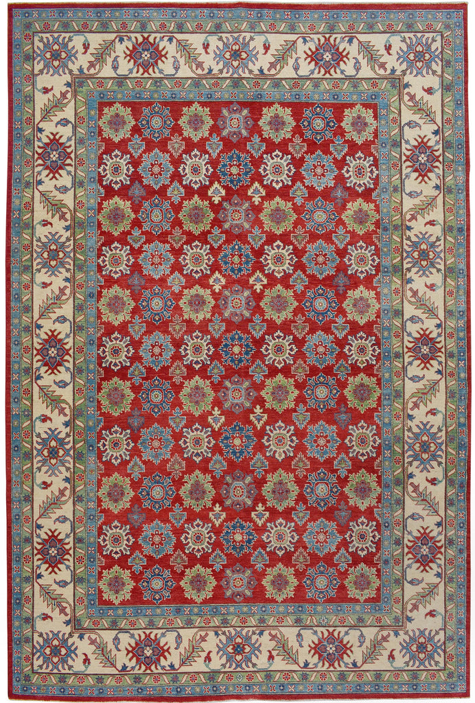 All-Over Red Geometric Super Kazak Oriental Area Rug 9x12