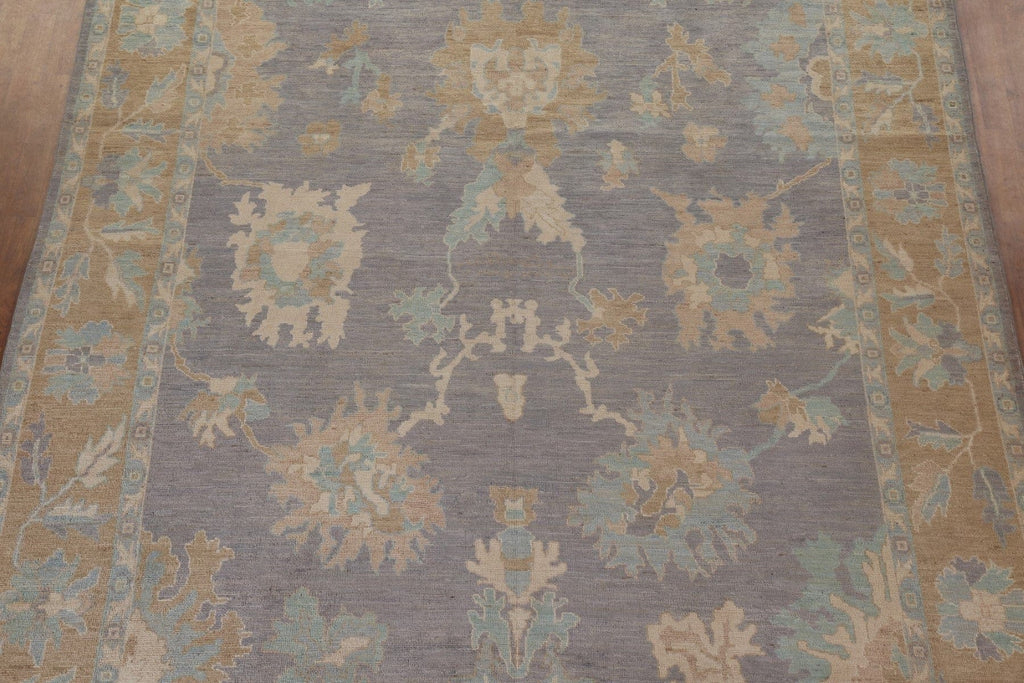 Floral Oushak Vegetable Dye Turkish Area Rug 9x12