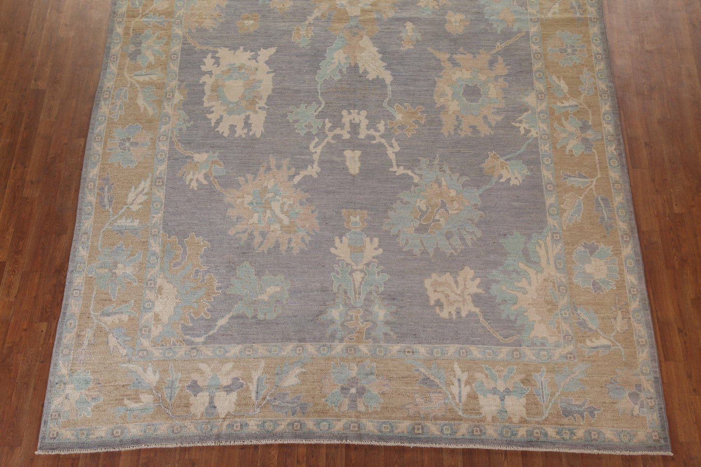 Floral Oushak Vegetable Dye Turkish Area Rug 9x12