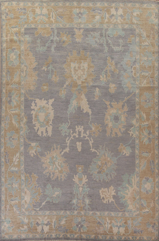 Floral Oushak Vegetable Dye Turkish Area Rug 9x12