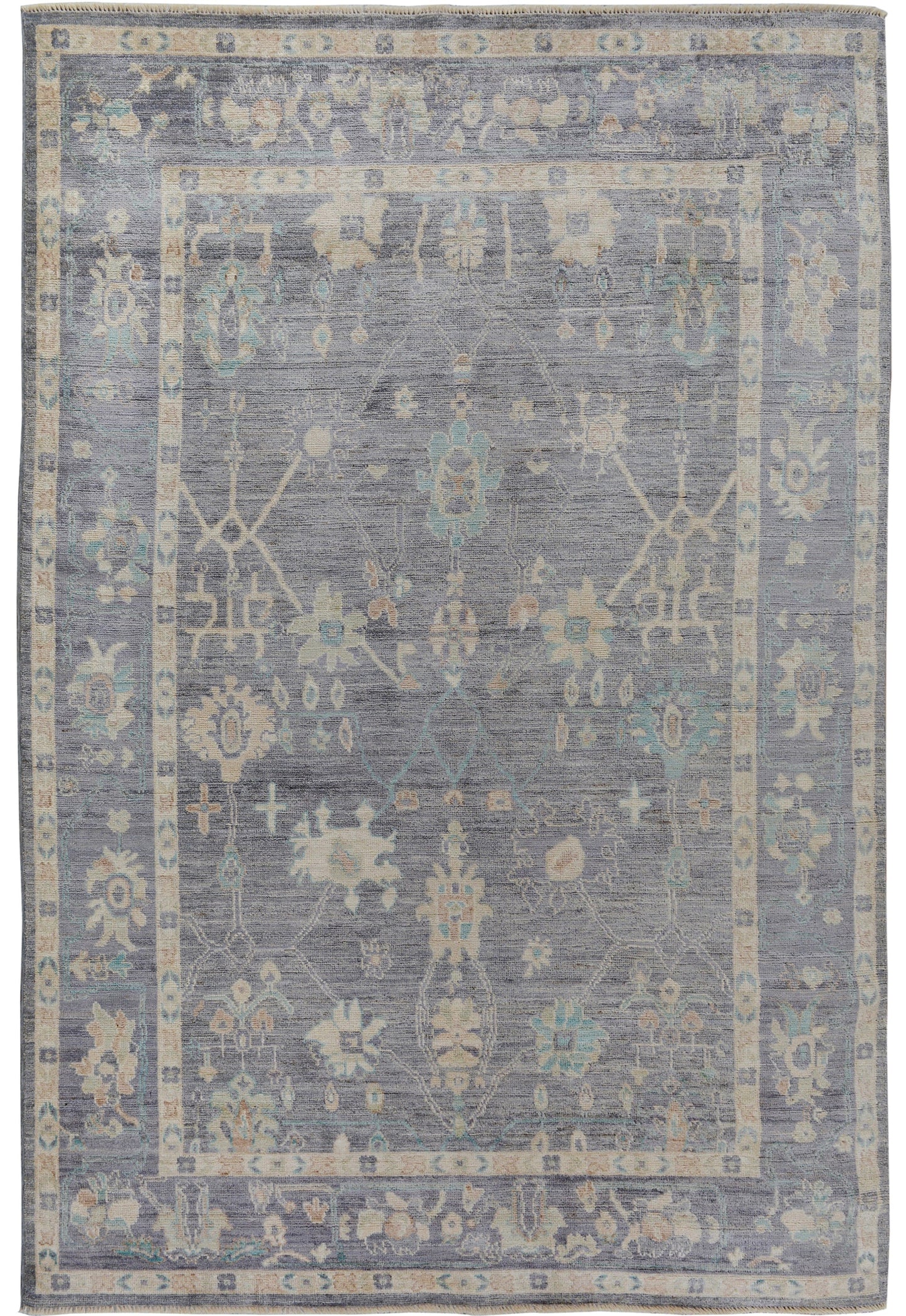 All-Over Oushak Turkish Vegetable Dye Area Rug 6x9