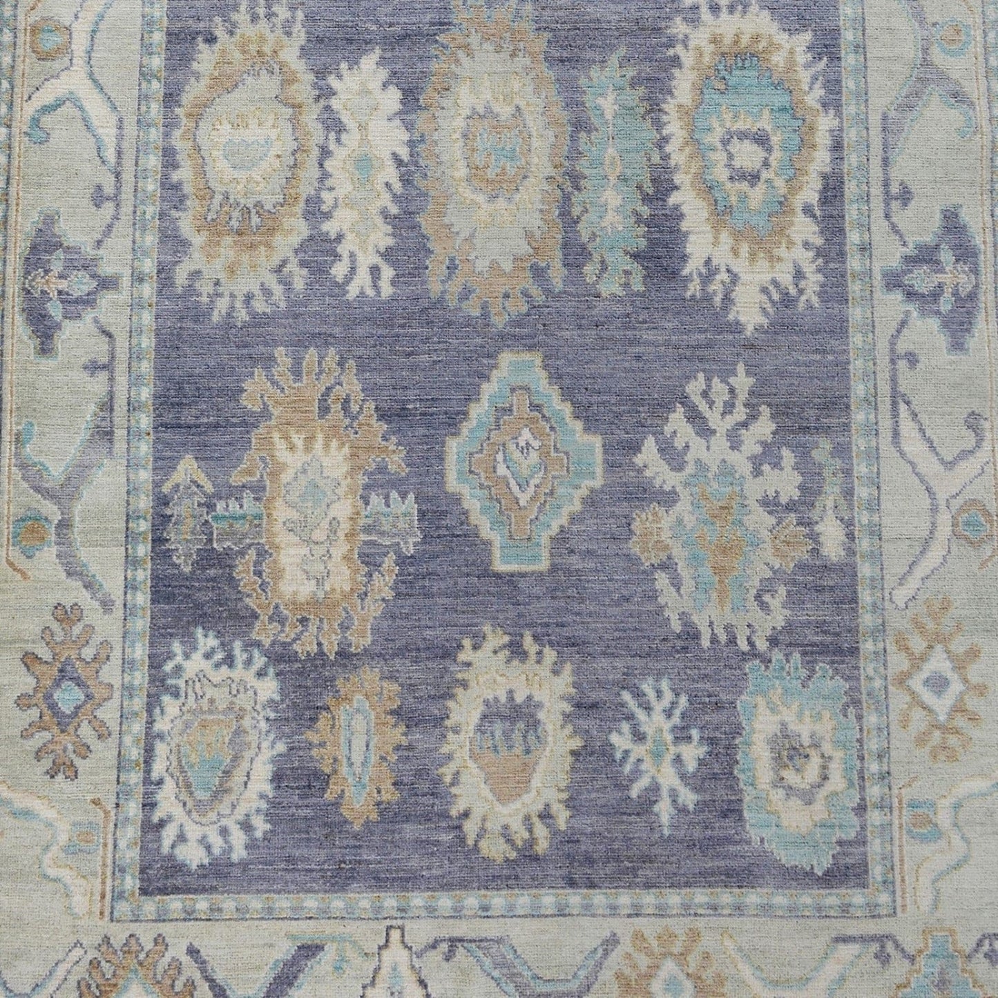 All-Over Floral Oushak Turkish Vegetable Dye Area Rug 6x9