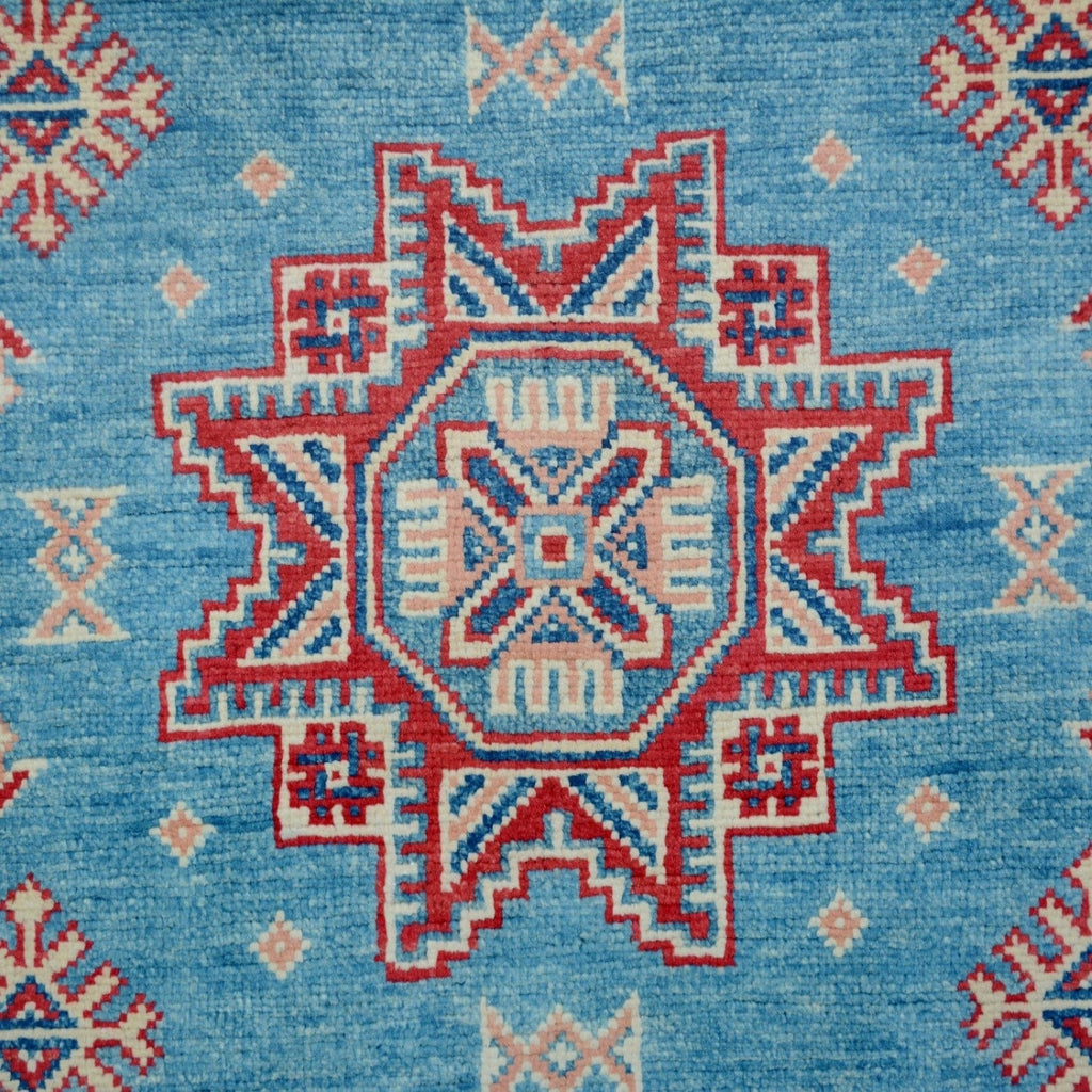 All-Over Geometric Super Kazak Oriental Runner Rug 4x24