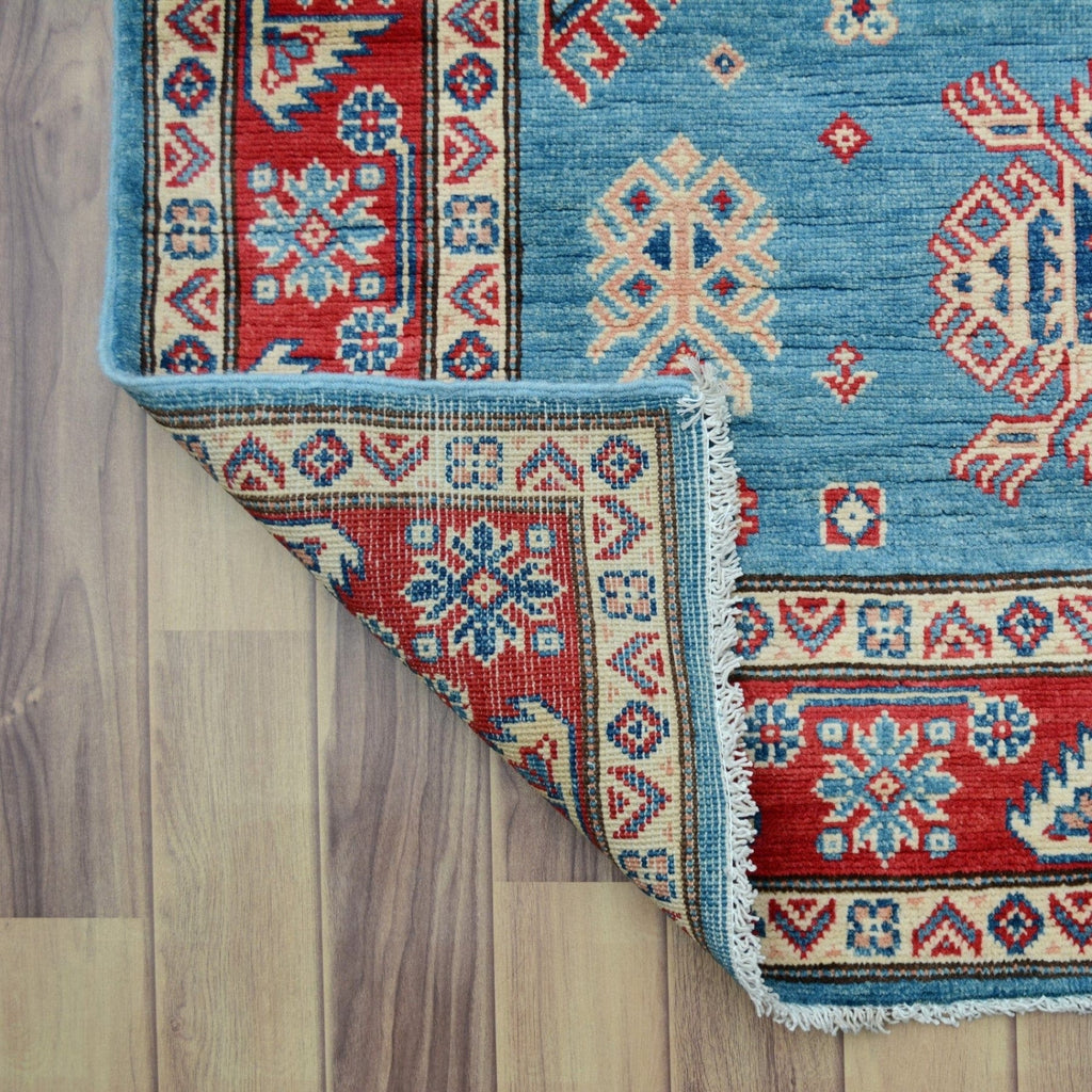 All-Over Geometric Super Kazak Oriental Runner Rug 4x24